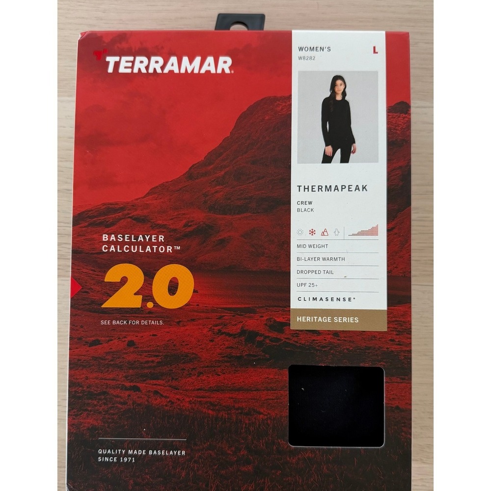Terramar Thermapeak Heritage Series Mid Weight Baselayer Crew Black W8282 L